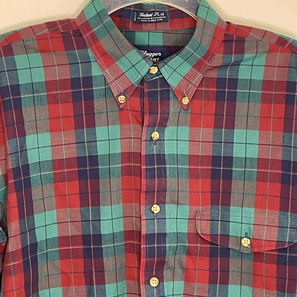 Hugger by Grant Men’s Large long sleeve button up Foxhunt Plaid - Picture 2 of 9